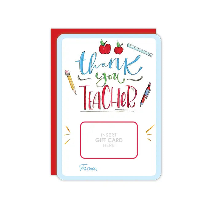 Handpainted Thank You Teacher Gift Card Greeting
