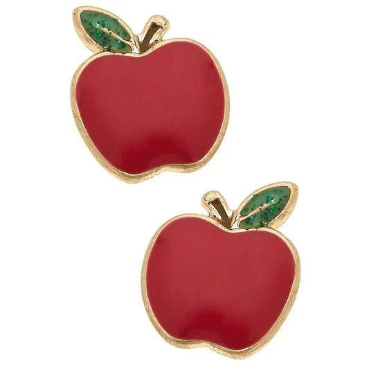 Red Apple Enamel Stud Earrings