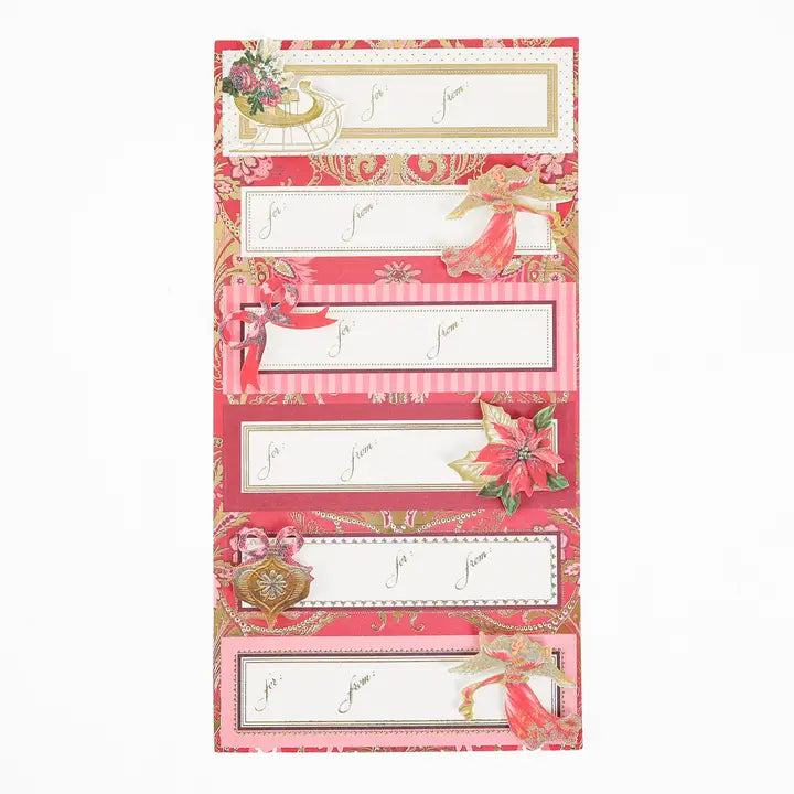 Timeless Red & Gold 3D Gift Labels - 24 ct