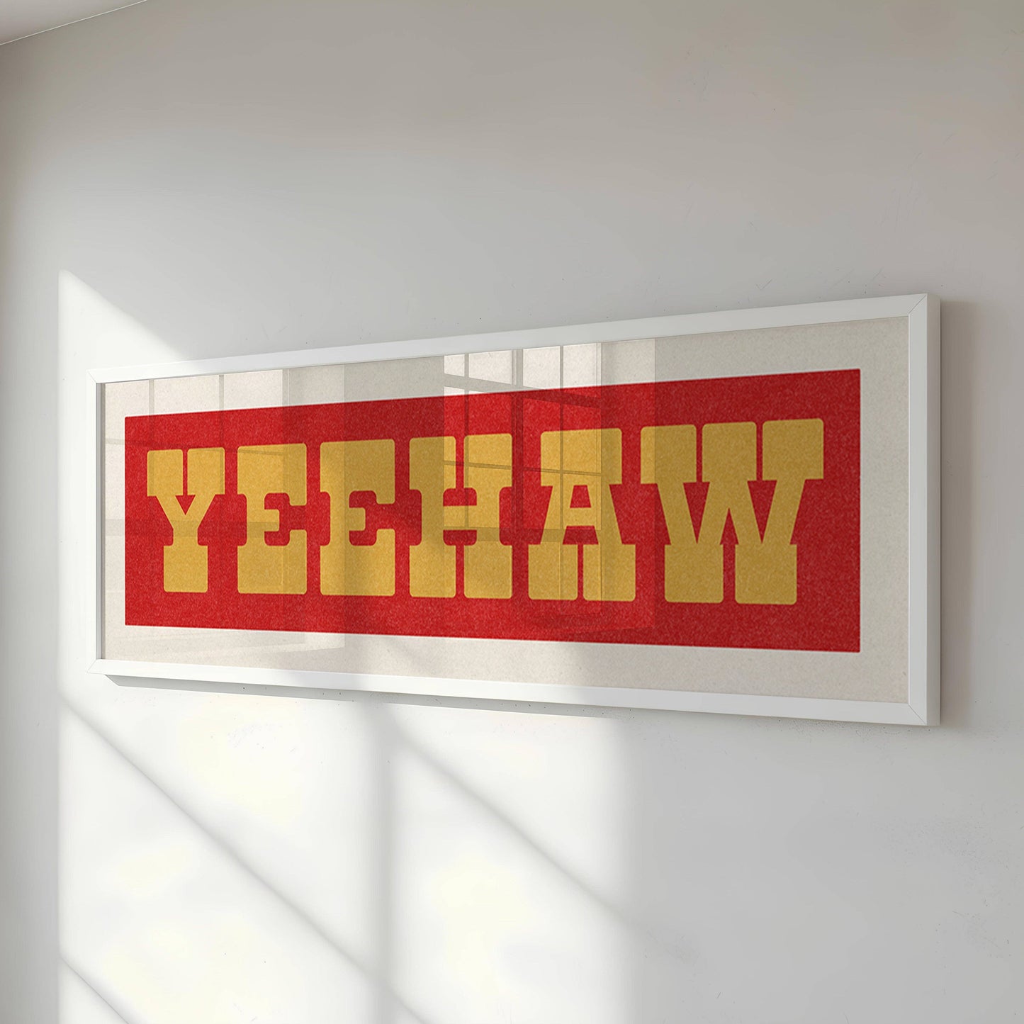 Framed YEEHAW Sign - Red & Gold Art Print
