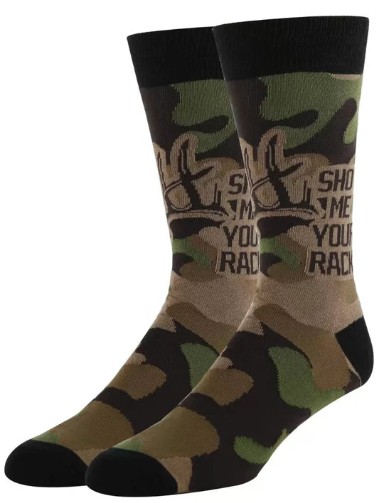 Show Me Your Rack Men’s Camo Hunting Socks