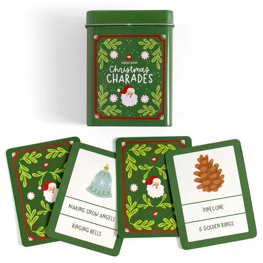 Christmas Charades Game - Deck of Cards + Storage Tin
