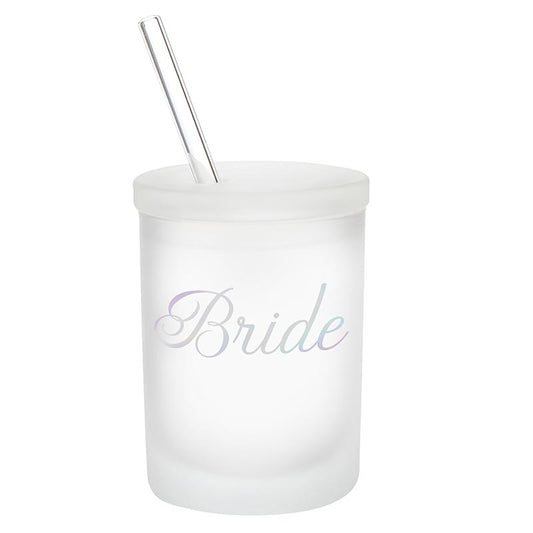 Glass Cup with Lid and Straw - Bride
