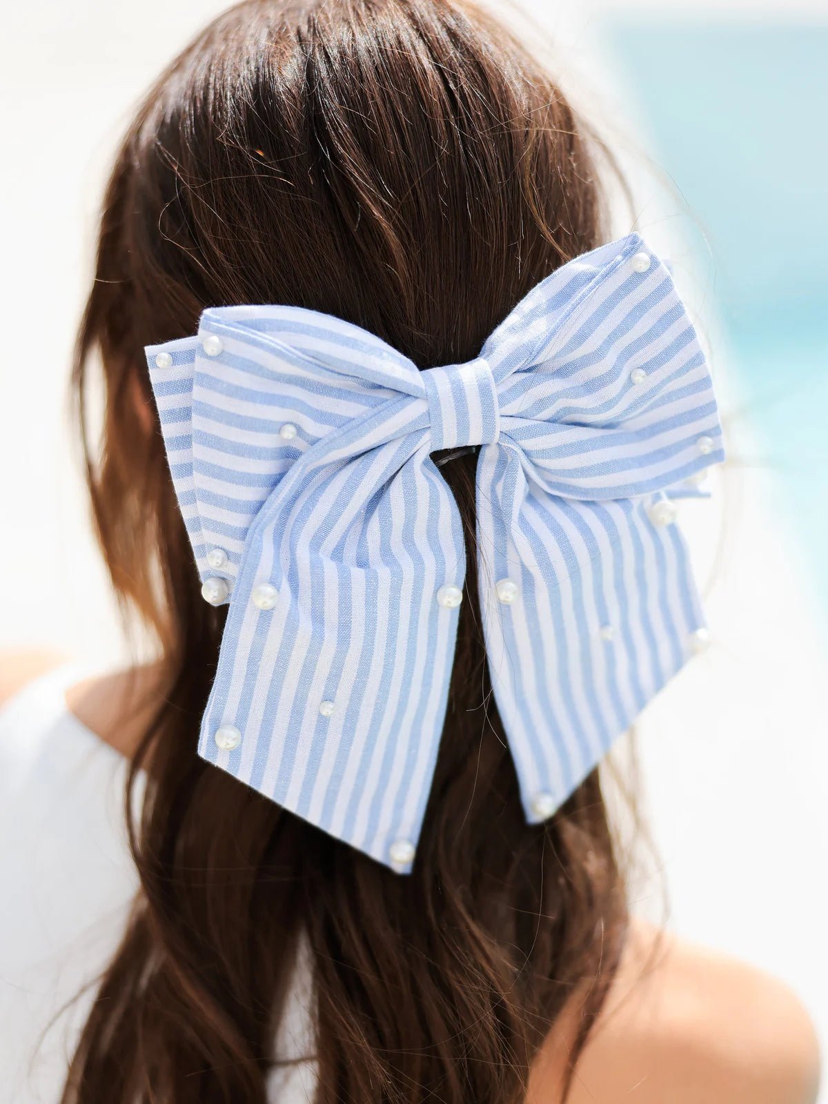 Shiraleah Pearls And Stripes Bow Clip