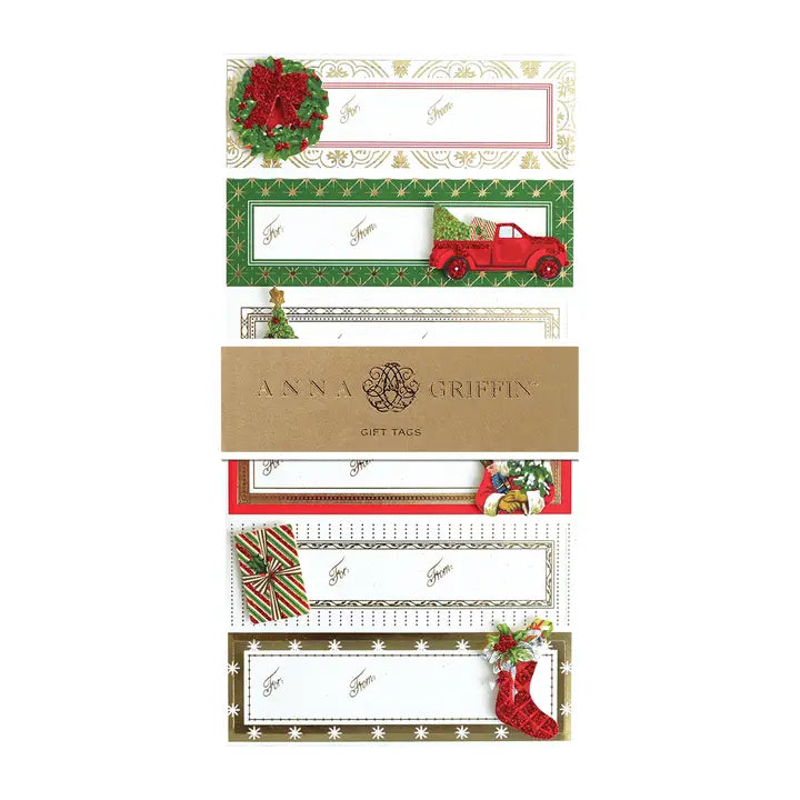 Vintage Christmas 3D Gift Labels - 24ct