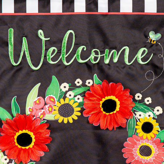 Welcome Wreath Applique House Flag