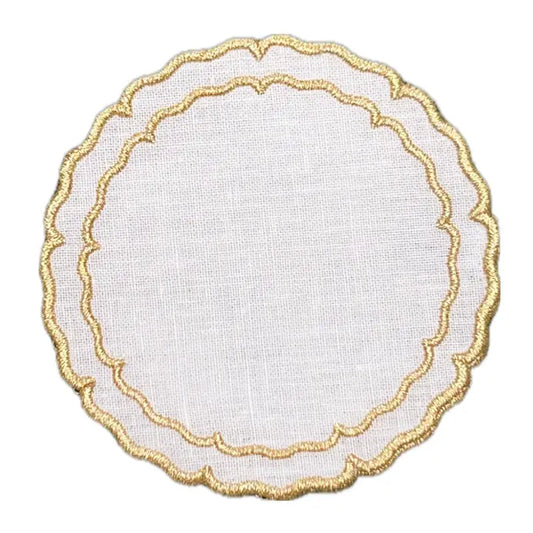 Skyro Linho Scalloped Round Coaster Set