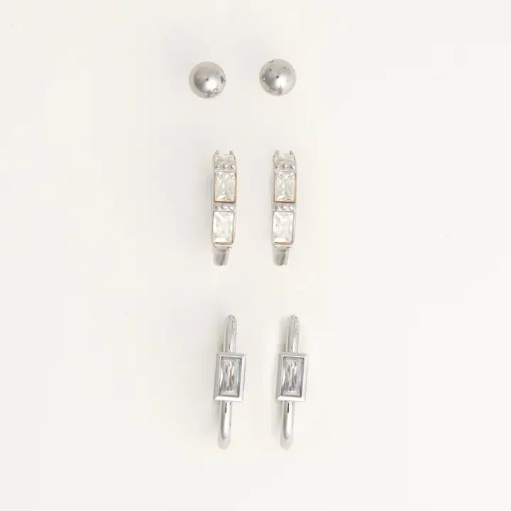 Rectangle Hoop Earring Trio