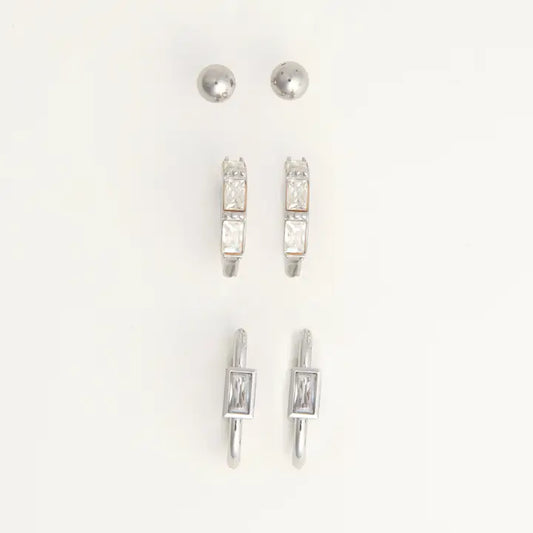 Rectangle Hoop Earring Trio