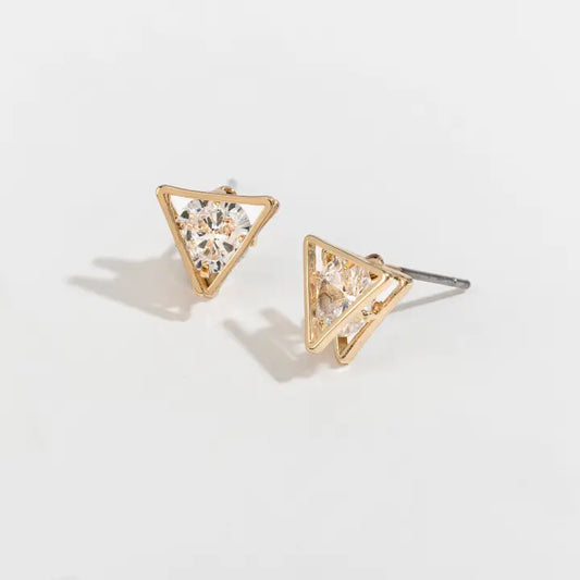 Dazzlers Triangle Frame Stud Earrings