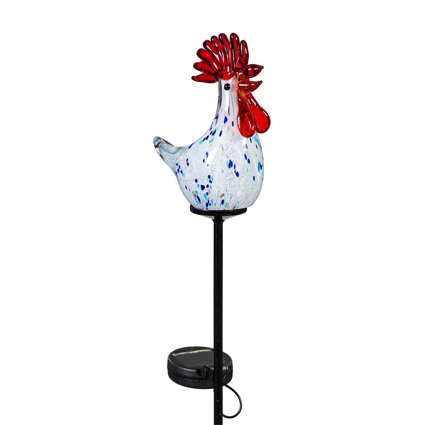 Petal & Plow Glass Rooster Garden Stake