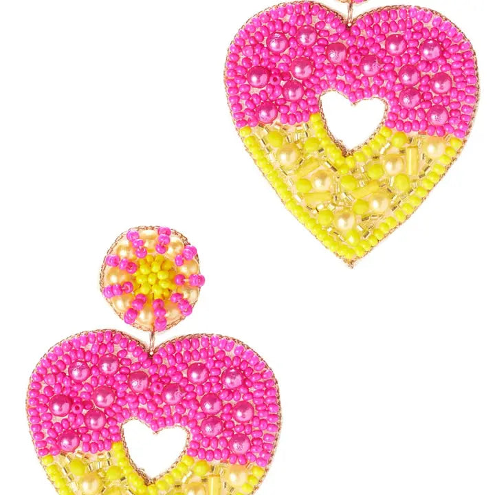 Heart Beaded Post Earrings