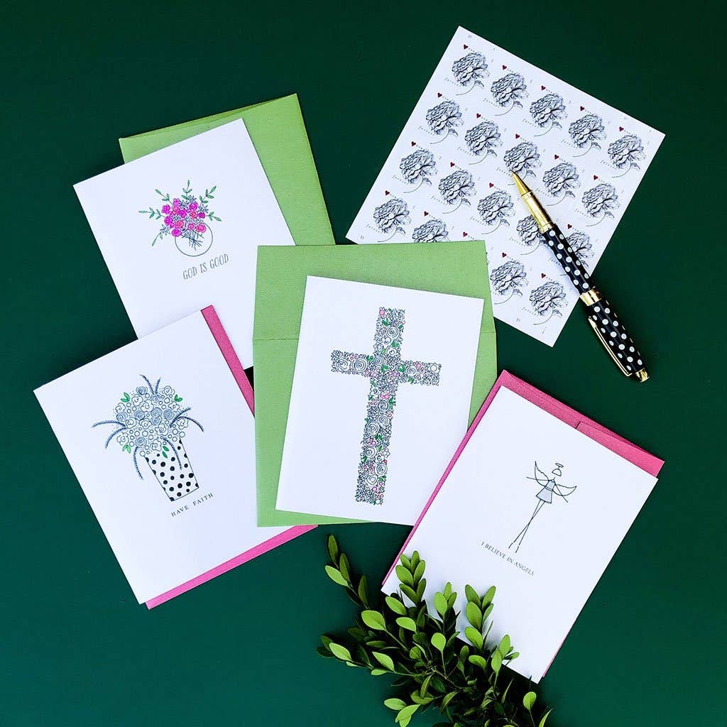 Floral Cross Faith Card