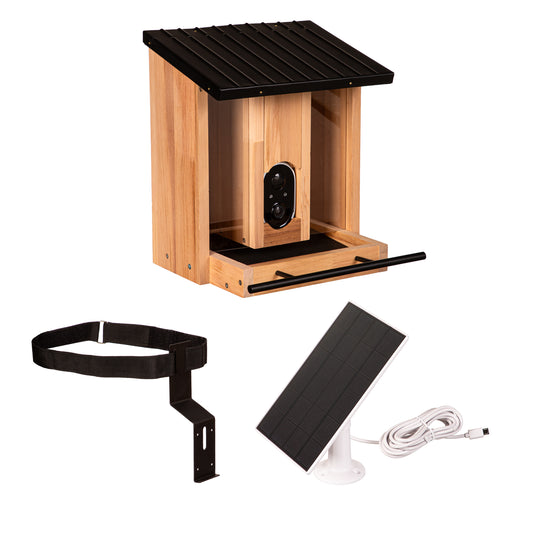 BirdsIVue Smart Feeder: Solar Wooden Bird Feeder
