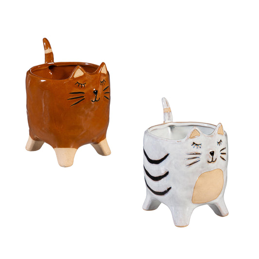 Petal & Plow Ceramic Cat Planter