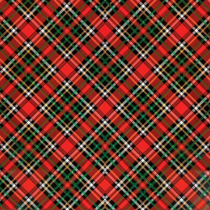 Gift Wrap - Jumbo Red Holographic Plaid