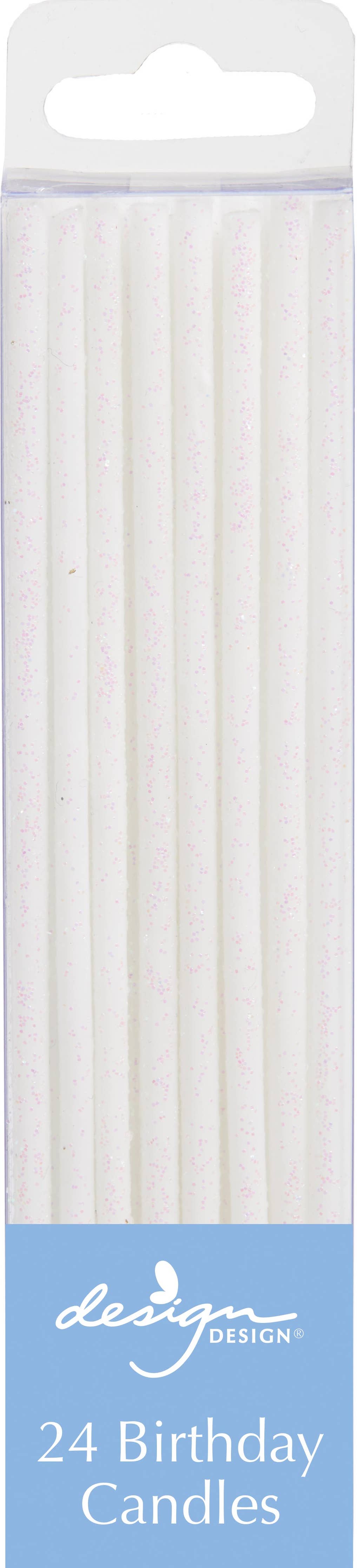 White Glitter Thin Stick Candles