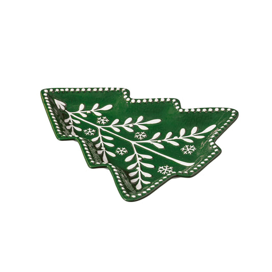 Green Tree Embossed Ceramic Plate