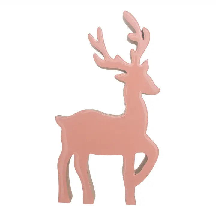 Coral Pink Mango Wood Prancing Deer