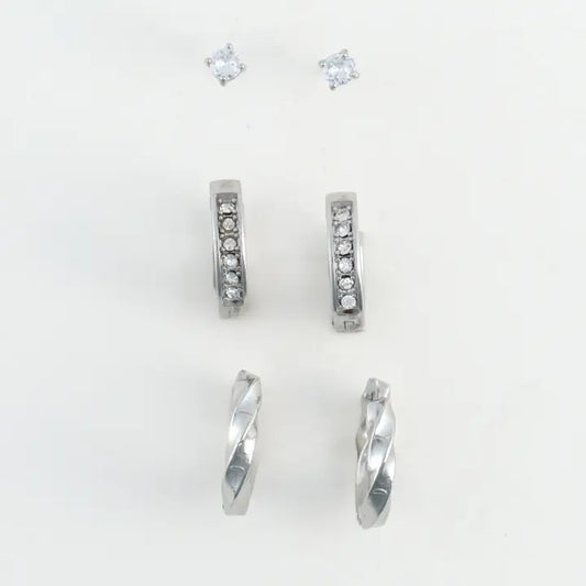 Pave Hoop Earring Trios