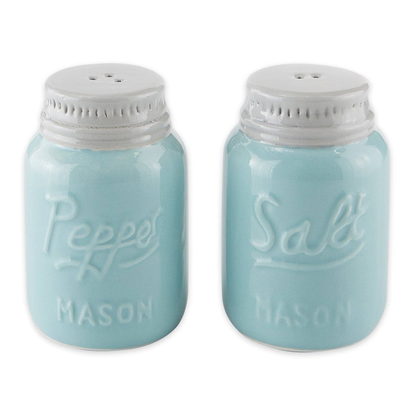 Blue Mason Jar Ceramic Salt And Pepper