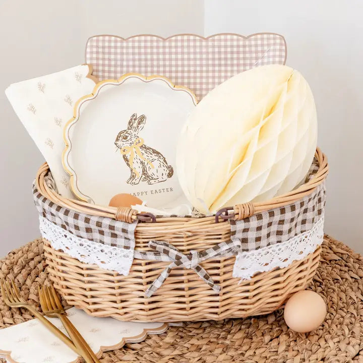 Light Brown Gingham Paper Plate