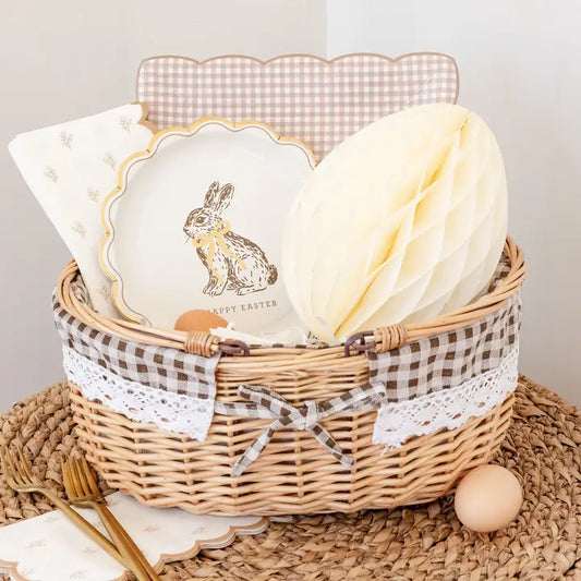 Light Brown Gingham Paper Plate