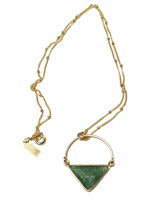 Gold Sloane Necklace w/Green Agate