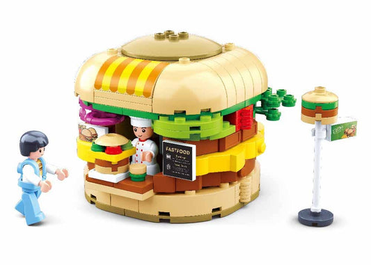 Food Court Hamburger House Building Brick Kit