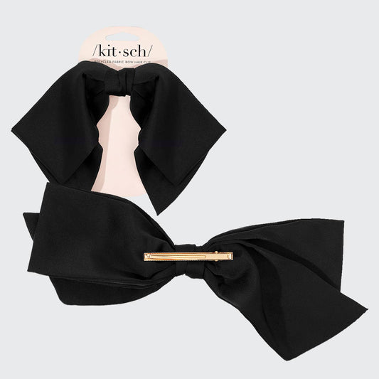 Fabric Bow Hair Clip - Black