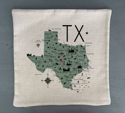 Texas State Icon Map Pillow