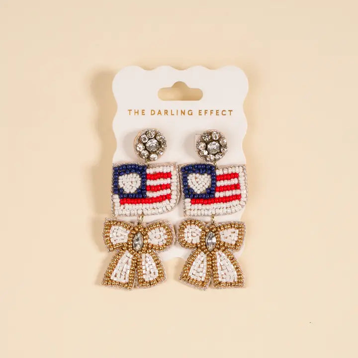 Star Spangled Bow Beaded Earrings