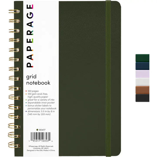Spiral Bound Hardcover Grid Journal