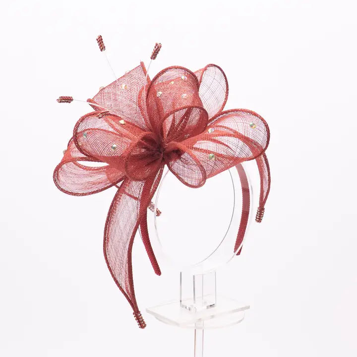 Elegant Loop Sinamay Ribbon Bow Headband Fascinator