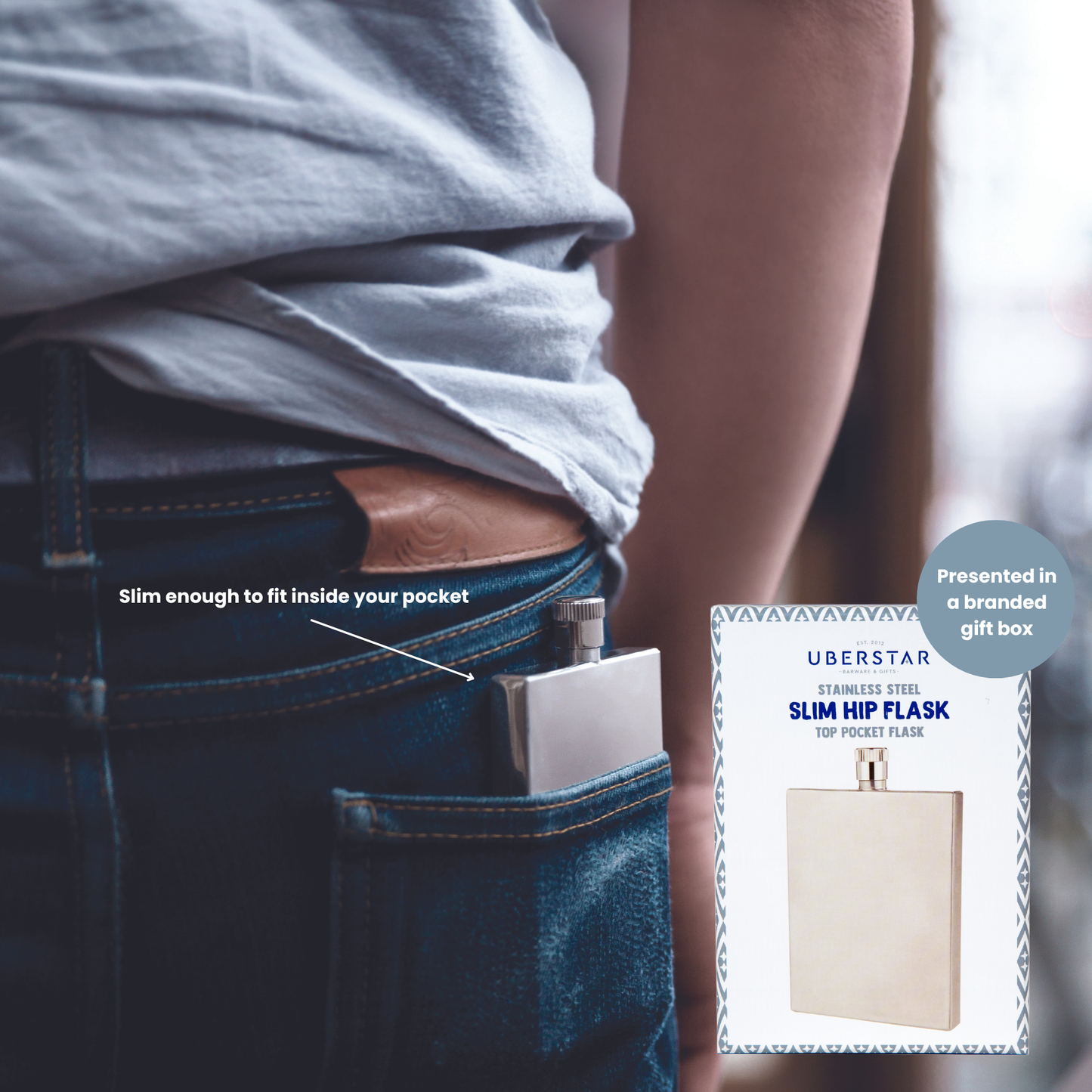 Modern Stainless Steel Slim Hip Flask