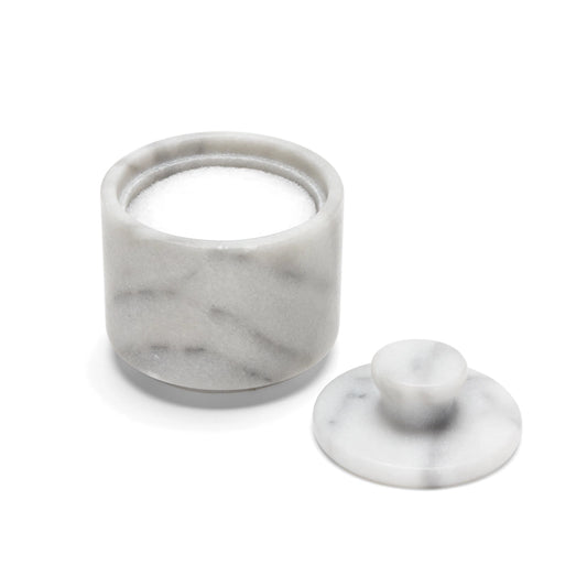 Lidded White Marble Salt Cellar