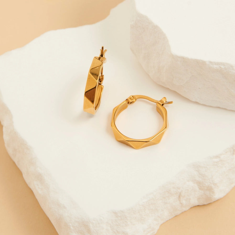 Waterproof Abstract Hoop Earrings in Gold & Silver