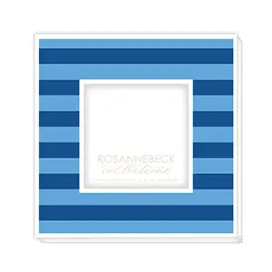 White Frame w/ Light Blue & Dark Blue Stripes