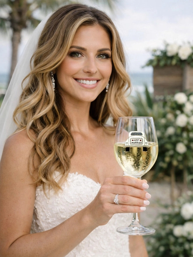 Just Married Stemmed Wine Glass