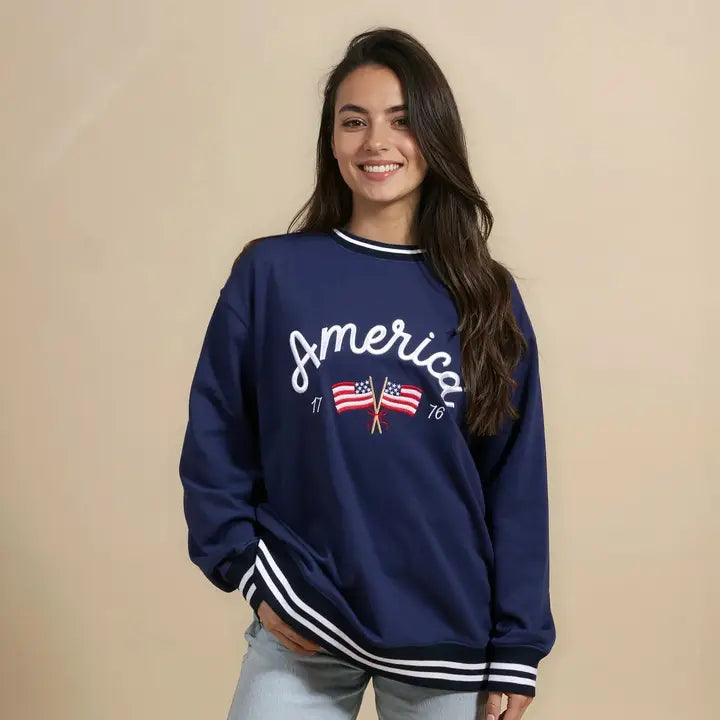 Oversized Crew America Sweatshirt