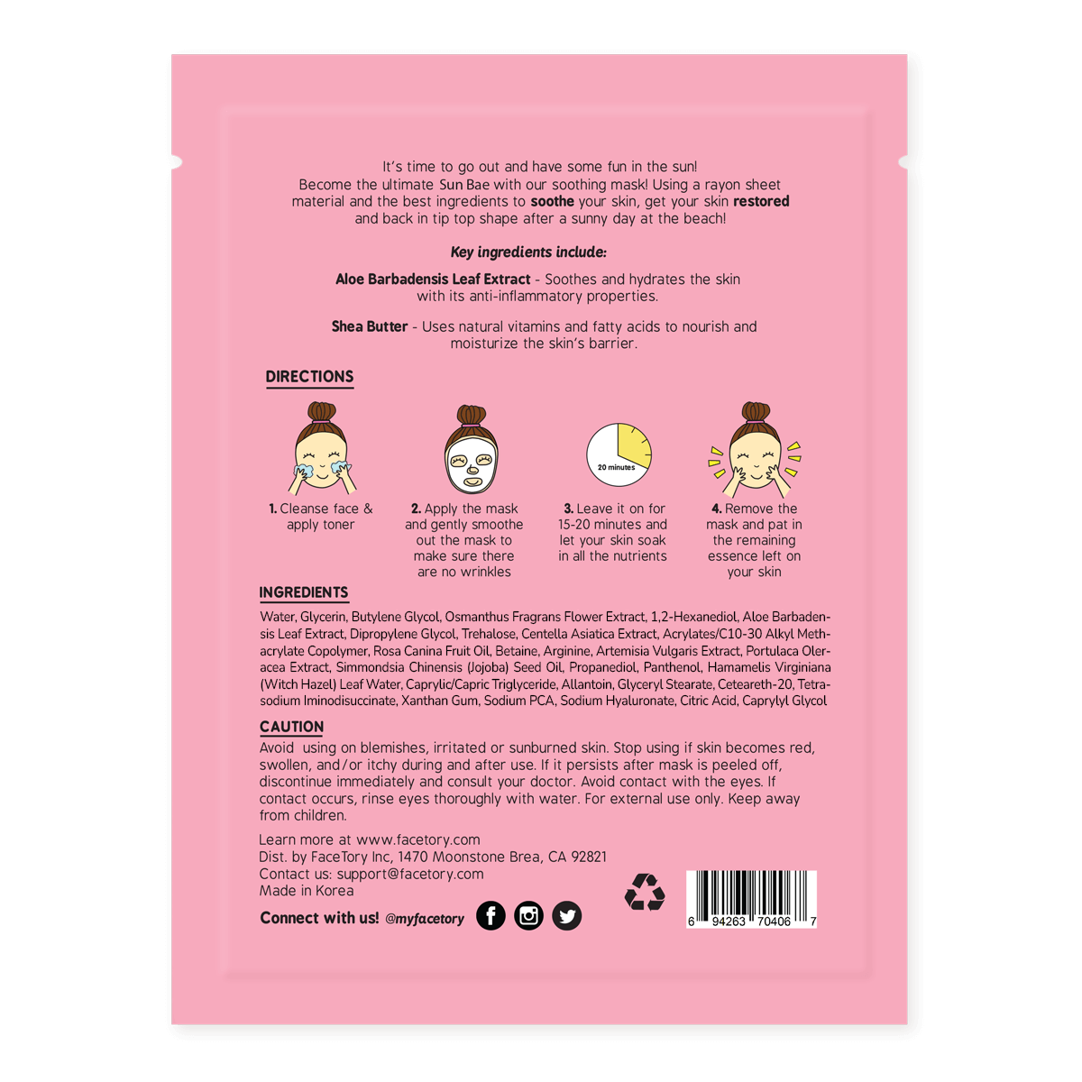 Sun Bae Soothing Aloe Leaf Sheet Facial Mask