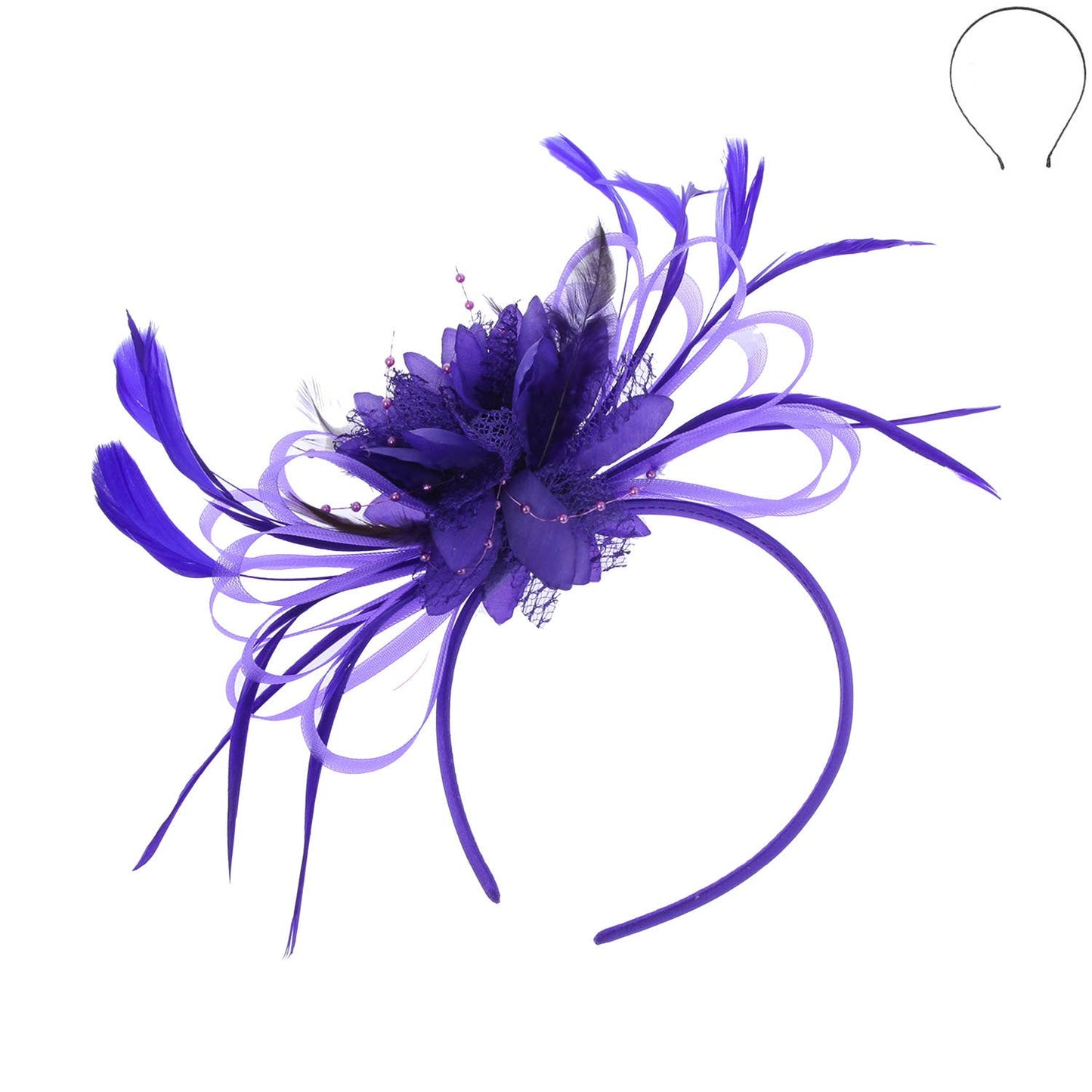 Floral Loops & Feathers Fascinator Headband