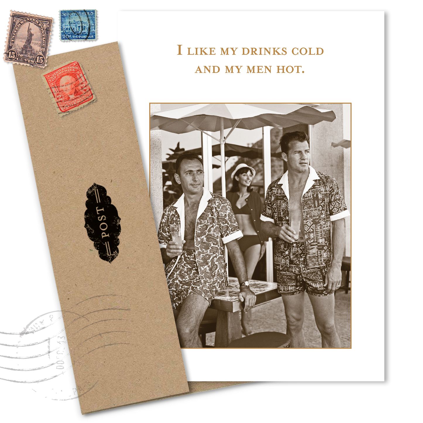 Drinks Cold Men Hot Birthday Card
