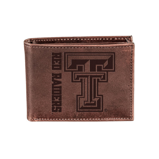 Texas Tech 100% Genuine Leather Brown Bi-Fold & Tri-Fold Wallet