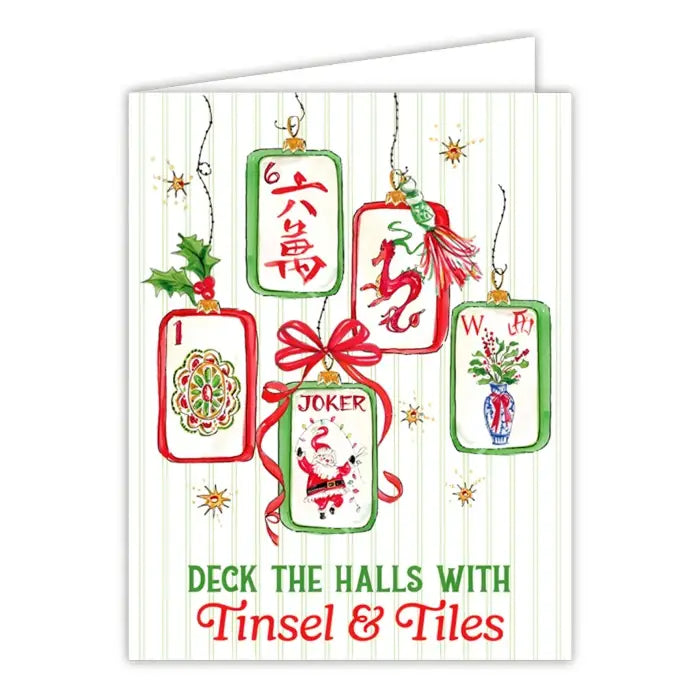 Deck the Halls Tinsel & Tiles Mahjong Ornament Greeting Card Box Set