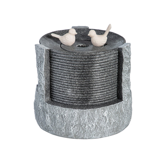 Stone Cylinder with Birds Fountain