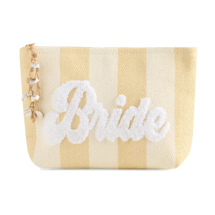 "Bride" Natural Stripe Zip Pouch