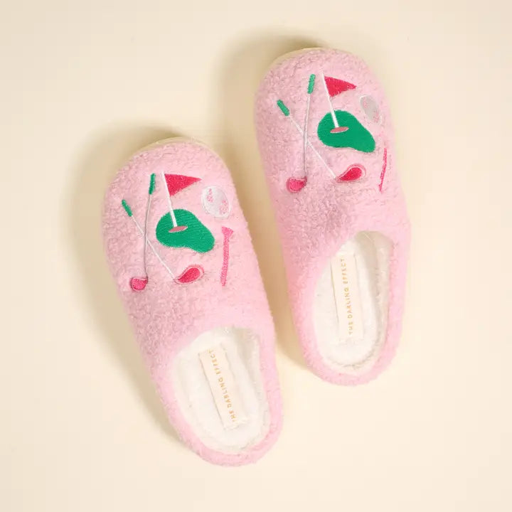 Fuzzy Golf Themed Slippers