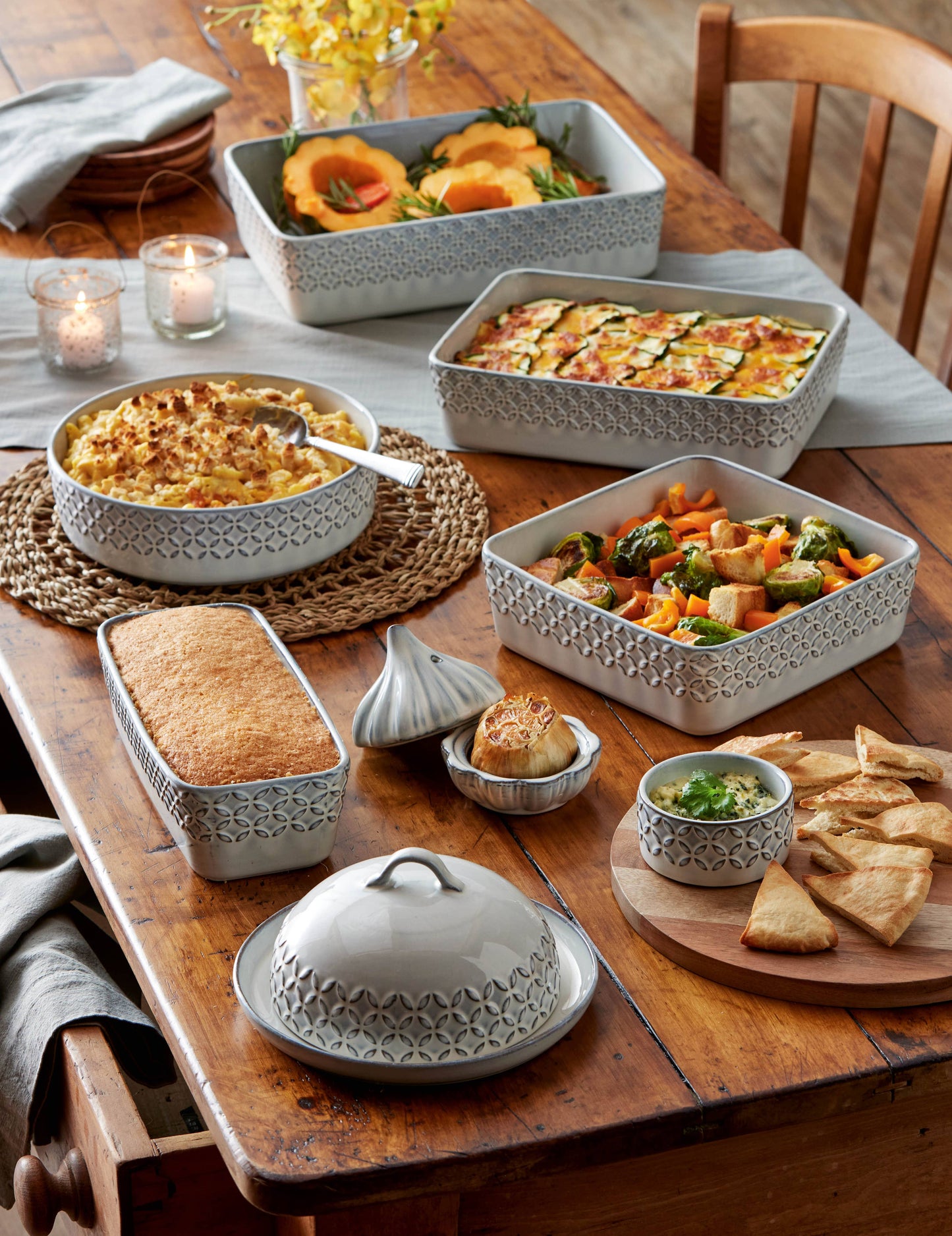 Bistro Rectangular Baker - White/Gray Stoneware