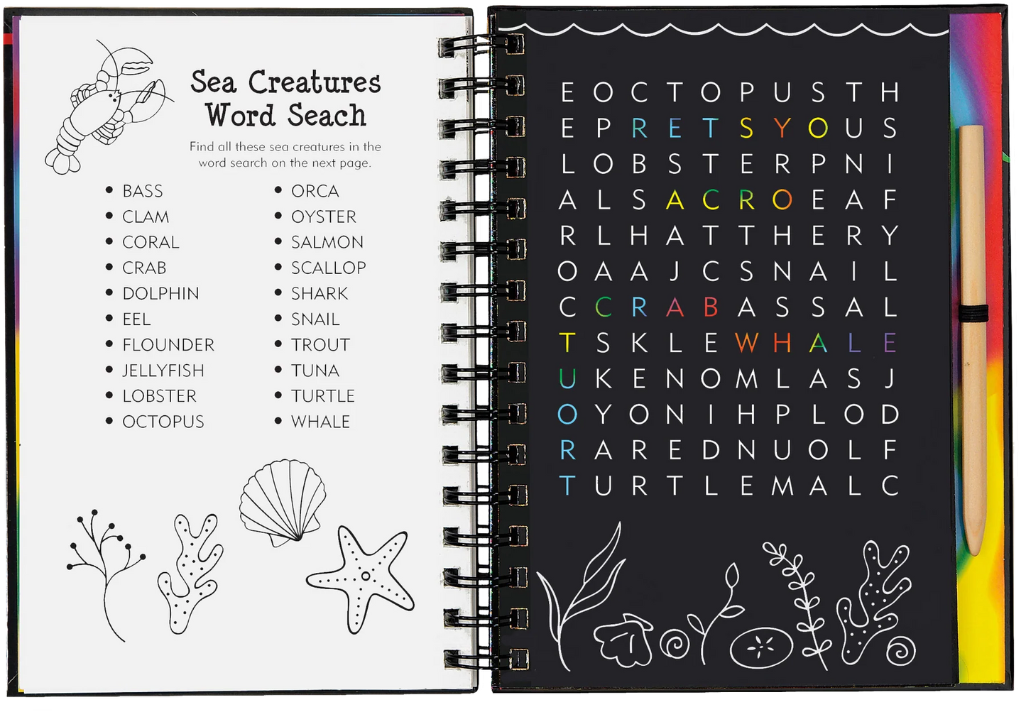 Games and Puzzles: Ocean World Scratch and Sketch